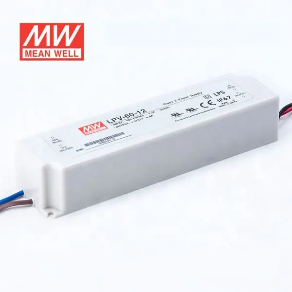 LPV-60 series 60W 5V 12V 15V 24V 36V 48V AC-DC PSU светодиодный драйвер IP67 MEAN WELL SMPS импульсный источник питания