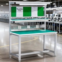 Banc de travail antistatique Weizhi de tailles standard, table d'assemblage, établi en aluminium avec prises