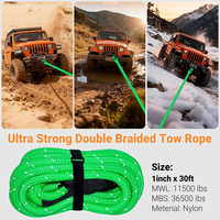 Corde de remorquage en nylon 1 pouce x 30 pieds, corde cinétique de récupération tout-terrain robuste pour Jeep, camion, tracteur, sauvetage boue, neige, sable