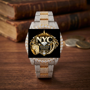 Reloj Mecánico de Lujo para Hombre en Oro Amarillo con Incrustaciones de Moissanita VVS, Analógico, de Acero Inoxidable y Cristal, Directo del Proveedor Indio - Product Image 1