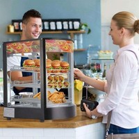 Vitrine chauffante électrique pour snacks avec plateau de présentation en verre isolant