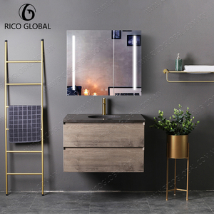 RICO GLOBAL Mueble de Baño Moderno de Pared con Espejo LED, Lavabo de Piedra, 48 Pulgadas, Acabado en Madera Clara, Diseño Minimalista - Product Image 5