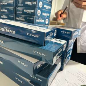 Papel encerado interfoliado para alimentos secos, duradero y personalizado, para hamburguesas, donuts y <span class=keywords><strong>delicatessen</strong></span>, tipo pop-up. - Product Image 4