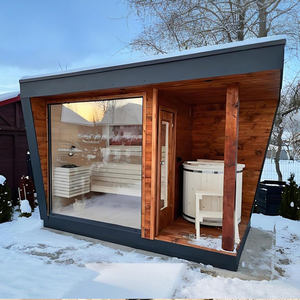 <span class=keywords><strong>Sauna</strong></span> à vapeur humide moderne en <span class=keywords><strong>bois</strong></span> massif pour 6 personnes avec bain froid intégré pour villas, vente en gros - Product Image 6