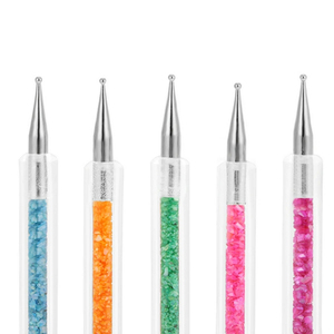 5Pcs Double Head Metal Nail <b>Art</b> Dotting Tool Set <b>Sequin</b> Handle Flower Design Pens for Manicure - Product Image 4