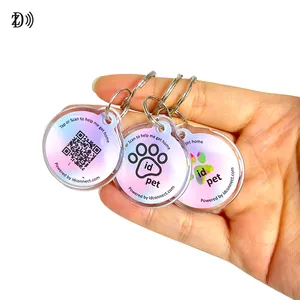 RFID Epoxy Pet Tag Anti hilang NFC unik ID dan kode QR NTAG 213 gantung tag gantungan kunci untuk hewan peliharaan