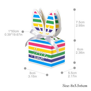 10 adet/paket tavşan şerit Bunny kağıt şeker tatlı tedavi kutusu tatlı hediye ambalaj kutuları için paskalya parti Favor paketi dekor - Product Image 5