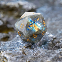 Ensemble de dés en pierre précieuse Labradorite, 7 pièces, grande taille, polyédrique à facettes multiples, D6 D20, bord tranchant, poli à la main, dés en pierre naturelle