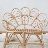 Fauteuil simple en rotin véritable, design nordique, non inclinable, pour enfants et adultes, pour balcon et loisirs à domicile