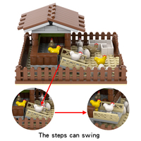 Ensemble de construction MOC de poulailler de ferme engageant, compatible avec les principales marques, avec 6 poussins et 6 œufs, personnalisable