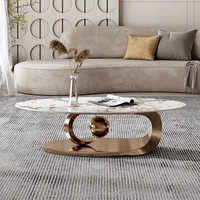 Table basse Fanaosi TT108 de style italien en acier inoxydable avec table d'appoint, montage facile pour salon, meubles de maison