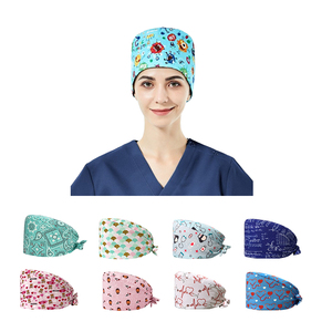 Logotipo personalizado regalo elegante impreso transpirable duradero estambre tela Pelo Largo ropa de trabajo médico enfermera sombreros Unisex elástico - Product Image 2