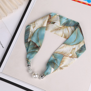 2025 collier de foulard en soie à fermoir magnétique <span class=keywords><strong>pour</strong></span> femmes-Design de <span class=keywords><strong>perles</strong></span> à longue bande, accessoire de chemise de luxe, cadeau parfait <span class=keywords><strong>pour</strong></span> elle - Product Image 1