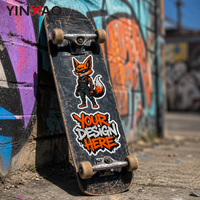 Stiker Vinyl Anti Air Custom Die Cut Street Graffiti Cyber Fox Robot untuk Skateboard Laptop Botol Air Logo