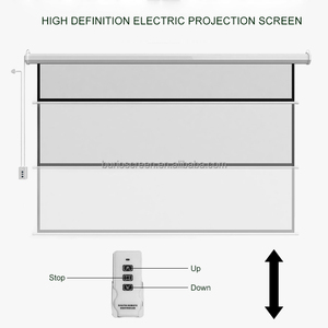 Bán buôn OEM rạp hát tại nhà Màn hình máy chiếu điện tăng cao Matte trắng tự động màn hình chiếu với <span class=keywords><strong>RF</strong></span> điều khiển từ xa - Product Image 4