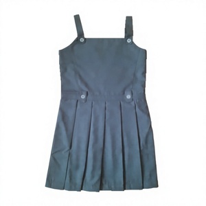 Robe d'uniforme scolaire pour filles, bleu marine, sans manches, avec fermeture éclair avant et poches - Product Image 4