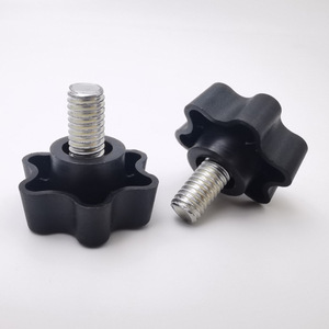 Plastic <b>Adjustable</b> Furniture Feet M6 Black Hand Turned Plum Blossom Design <b>Table</b> Chair <b>Legs</b> Easy Installation - Product Image 1