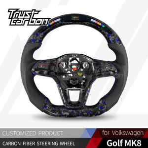 Volant personnalisé en fibre de carbone forgée bleue avec LED pour Volkswagen Golf MK8 Passat 2020-2025 GTI GTD GLI ID4 Tera T-ROC - Product Image 2