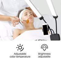 Lampe de beauté LED à double bras flexible à luminosité réglable, avec pince pour téléphone, pour photographie