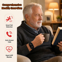 Montre connectée 4G pour personnes âgées avec alarme de chute, appel SOS, suivi GPS, carte SIM, suivi du sommeil et alerte d'urgence