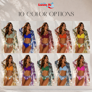Ensemble <span class=keywords><strong>de</strong></span> bikini 3 pièces pour femme, imprimé sur mesure, étiquette privée OEM, séchage rapide, avec paréo assorti - Product Image 2