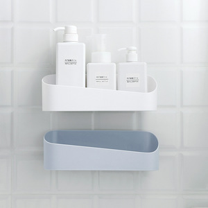 Bathroom Wall Mounted Plastic Storage Rack Rectangular White Durable Shelf For Bathroom - Product Image 1