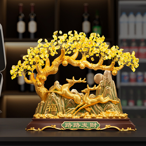 Adorno de Árbol del Dinero de Cristal Amarillo Lulu Fortune, Ciervo de la Suerte, Regalo de Inauguración de Casa para Sala de Estar - Product Image 2