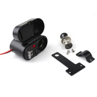 MOLANGDAO Allume-cigare de moto, chargeur de téléphone portable, étanche, rapide, avec horloge numérique, affichage numérique, quatre-en-un, USB, navigation, ABS