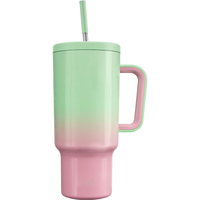 Gobelet isotherme double paroi 40 oz en acier inoxydable avec poignée et paille, revêtement poudré, pour café, vente en gros directe usine