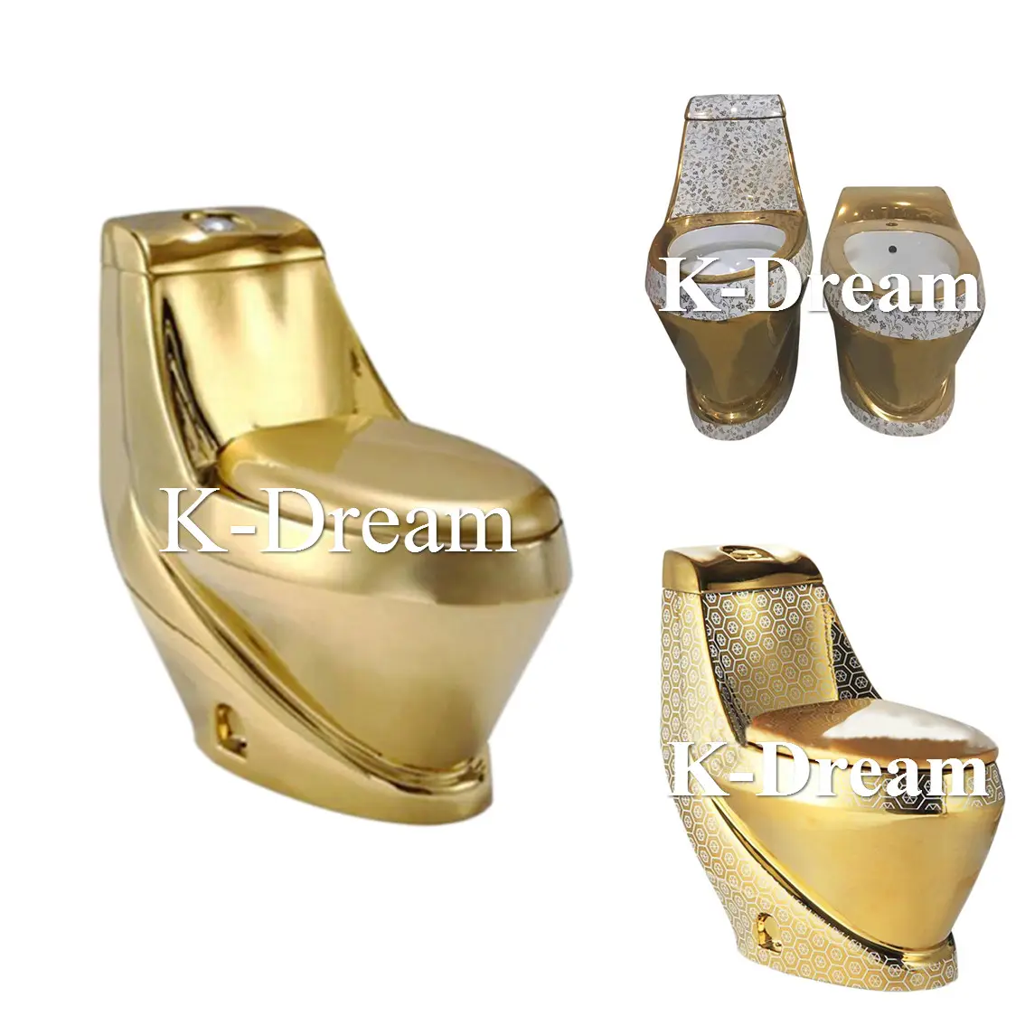 KD-09GPA hochwertige vergoldete Sanitär keramik Luxushotel Badezimmer Keramik Toiletten formen Charmante Goldfarbe Boden Wassers chrank
