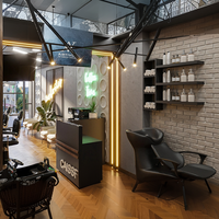 Chaise de barbier de style moderne et luxueux, tendance, haut de gamme, base en métal rétro, design de miroir circulaire