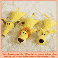 Jouet pour chien en peluche jaune couineur, motifs Lion, Loup, Éléphant, pour le nettoyage des dents et à mâcher, jouet de jeu pour chiot, vente en gros, usine OEM personnalisée