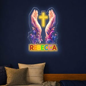 Letrero de Neón Cristiano, Decoración de Pared con Luz de Neón para Garaje y Cuarto de Hombre, Arte de Pared Iluminado, Letreros LED, Pantalla Electrónica - Product Image 2