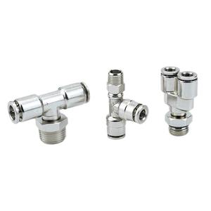 Conector Neumático de Conexión Rápida Totalmente de Cobre Niquelado, Mangueras de Aire de Alta Temperatura y Alta Presión PX8-02 Conexión en T Lateral PD10-03 Alta - Product Image 1
