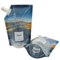 Pochette transparente en plastique avec impression double face, à fond plat, avec bec verseur pour l'emballage de savon liquide pour les mains, sac de 414 ml