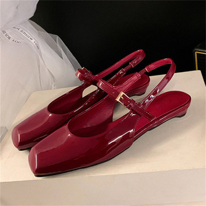 2025 New <b>Sexy</b> Ballet Square Toe Flat Sandals Ankle Strap Patent Leather White for Girls Outdoor Wear in Summer and Autumn - Product Image 6