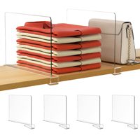 8 paquets de séparateurs d'espace transparents en acrylique transparent pour étagères de placard