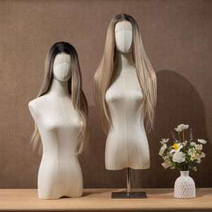 Cabeza de Maniquí para Pelucas Cubierta de Lona con Soporte Metálico para Exhibición de Pelucas, Exhibición en Escaparates de Salones y Tiendas - Product Image 4