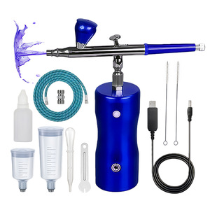 Handheld Airbrush Rechargeable <b>Electric</b> Air Pump <b>Kit</b> Gravity Feed Adjustable Speed Artwork Model Painting USB Powered Portable - Product Image 2