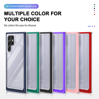 Coque de téléphone transparente en acrylique antichoc pour S22 ultra, 3 en 1, coque de téléphone transparente en PC TPU pour Samsung Galaxy S22 S21