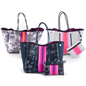 Gran oferta 2024, bolso de gimnasio, nuevo bolso de mano de neopreno para mujer, bolso de verano, bolso de mano grande de playa de neopreno para mujer