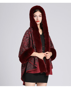 Elegante cappotto invernale con cappuccio in pelliccia di visone finto scialle caldo - Product Image 3