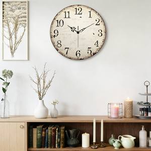 Reloj de Pared de Cuarzo Rústico Clásico de 14 Pulgadas con Cristal Convexo Color Marfil y Estilo Antiguo para Cafetería o Interior de Posada - Product Image 3