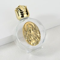 Bouteilles en verre gaufrées de 15 ml pour eau bénite, en métal plaqué or et argent, avec motifs chrétiens catholiques (Jésus, Vierge Marie, Michel, Benoît)
