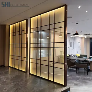 Dekoratif camlı odası bölücüler yeni Modern tasarım Metal paslanmaz çelik ekran restoran bölücü dekorasyon bölme duvar