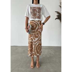 Jupe pour femmes à motifs ethniques, taille élastique, tissu imprimé confortable, style mi-long - Product Image 3