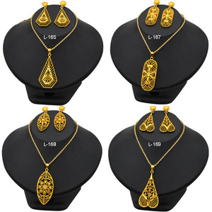 <span class=keywords><strong>Set</strong></span> di gioielli in oro giallo nigeriano africano <span class=keywords><strong>set</strong></span> di orecchini con collana in oro da 24 carati gioielli dorati arabi - Product Image 1