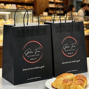 Custom Eco-Friendly Biodegradable Recyclable <b>Bakery</b> Black Kraft <b>Paper</b> Packaging Bags <b>for</b> Bread Bagel Toast Cakes - Product Image 6