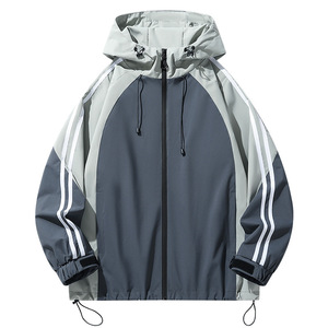 Chaqueta Deportiva Juvenil de Moda, Nueva, Personalizada de la Marca Aoyema, Cortavientos, Estilo Informal con Rayas, Cuello Alto y Capucha - Product Image 4