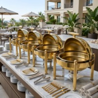 Ensemble de réchauds de luxe à couvercle roulant, chauffe-plats commerciaux en acier inoxydable pour buffet avec supports à combustible, équipement de restauration